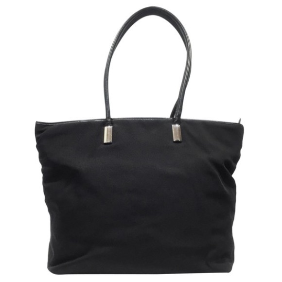 Gucci black nylon and leather large vintage shoulder tote bag - Picture 1 of 12